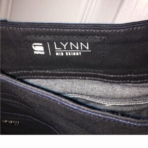 Black G-Star Raw 'Lynn' Jeans with a slight glossy finish.